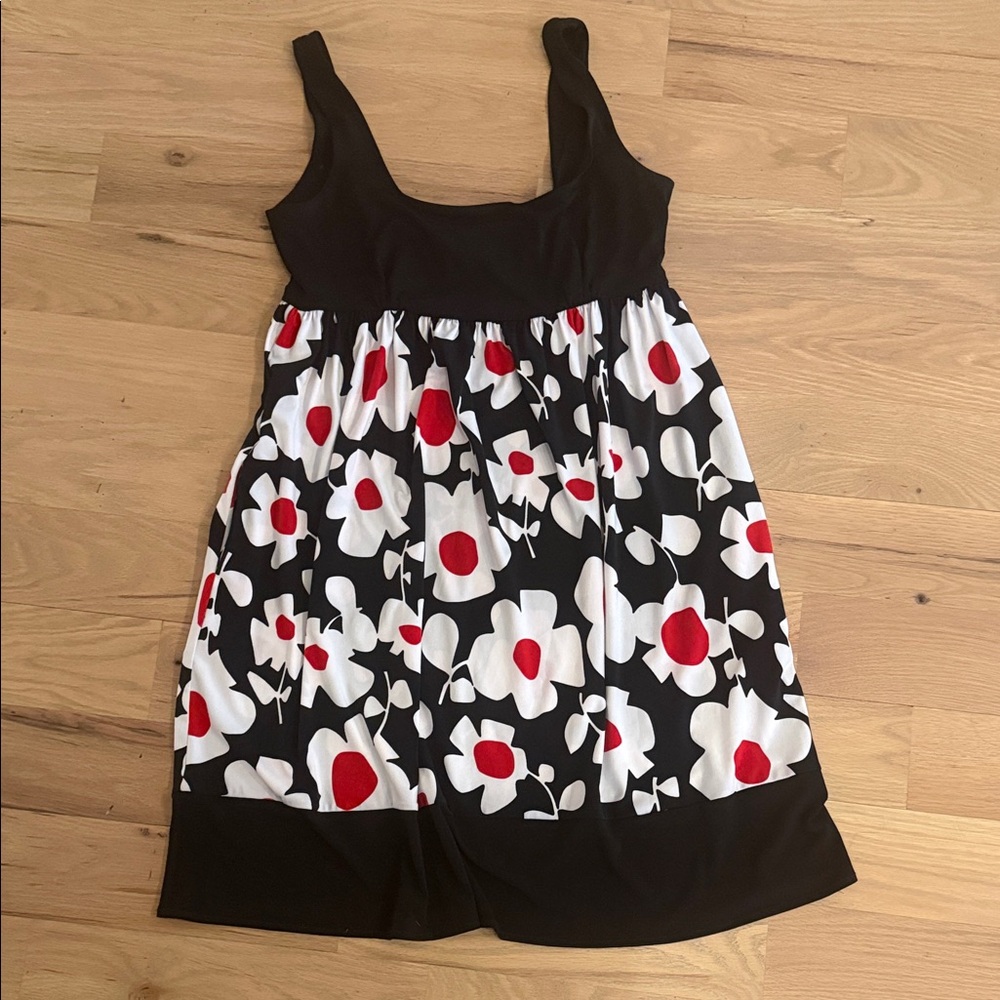 Maggy London Black and Red Floral Mini Dress